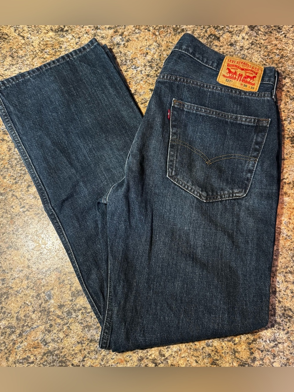 Levis 527 Jeans Mens 36x32 Blue Low Slim Bootcut Stretch Denim Pants Medium Wash